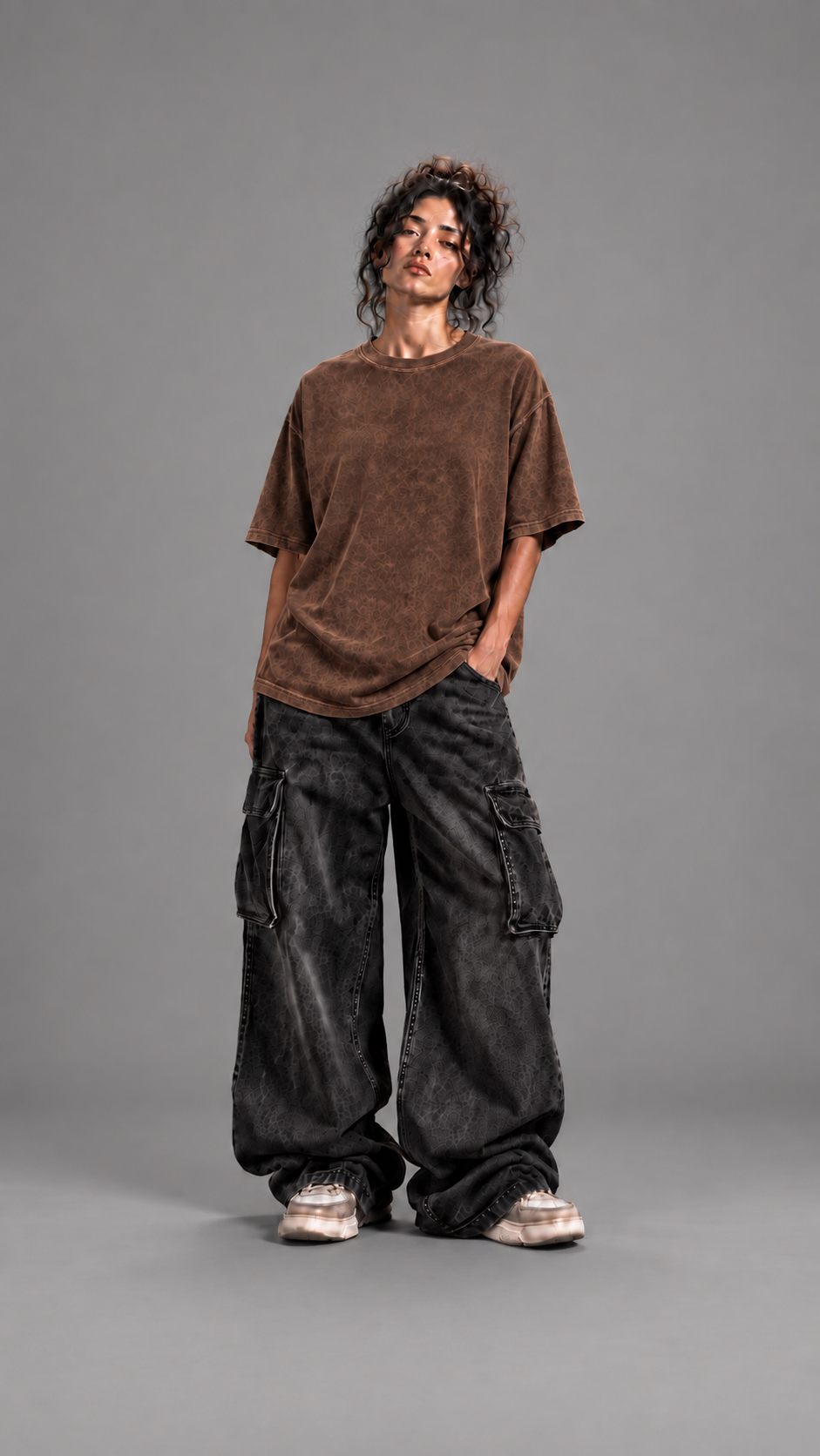 030// "URBN" AcidWashed Oversized Tee (Brown)