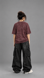 030// "URBN" AcidWashed Oversized Tee (Wine)