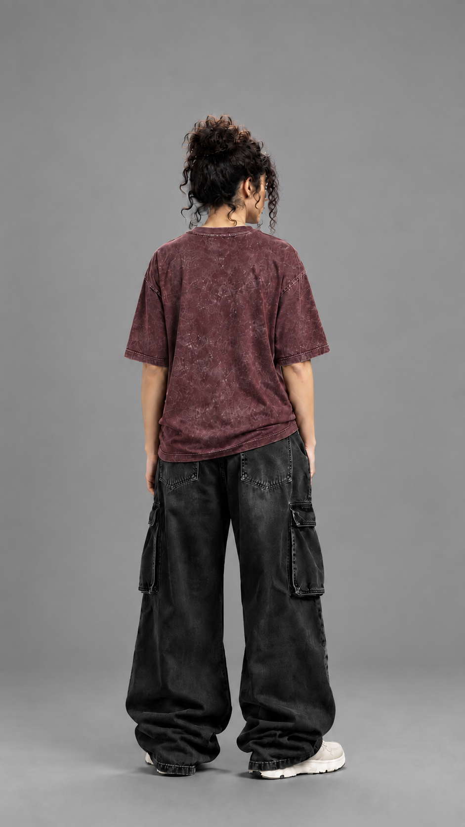 030// "URBN" AcidWashed Oversized Tee (Wine)