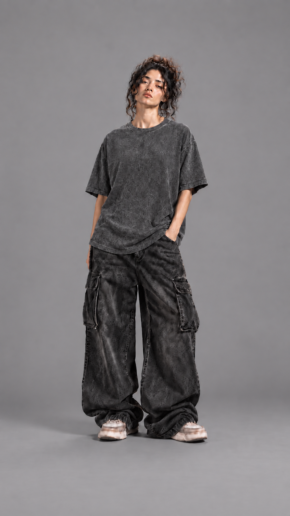 030// "URBN" AcidWashed Oversized Tee (Black)