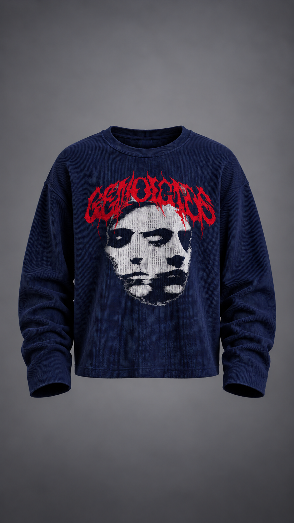 011//'FACELESS' Waffle Tee (Navy)