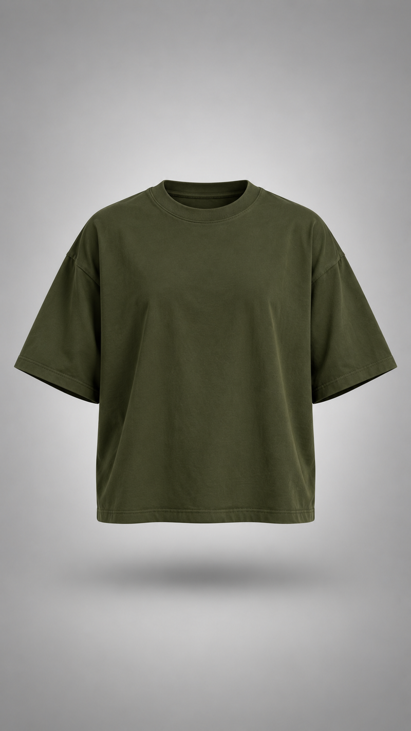 003// 'Myth' Plain Oversized Tee (Olive Green)